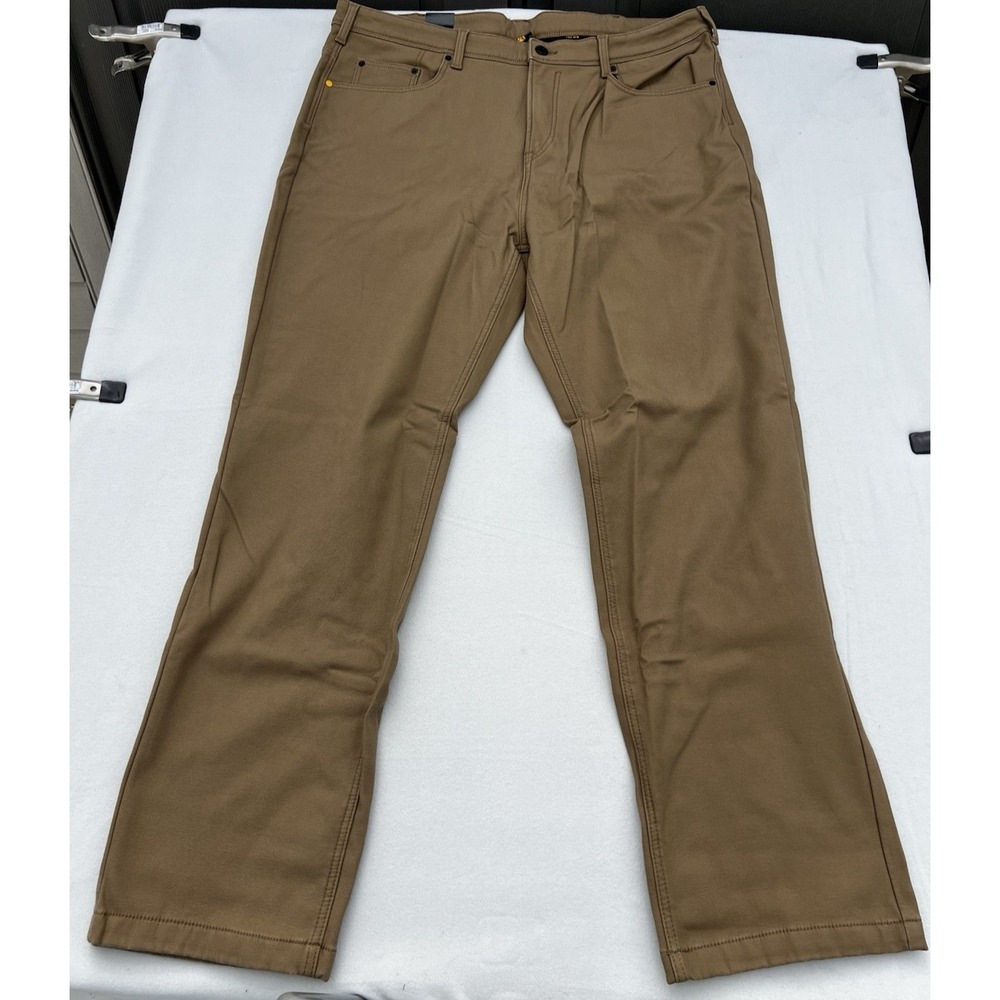 CAT Caterpillar Men's Work Pants Fleece Lined Tan‎ Canvas Insulated Size 42 x 34